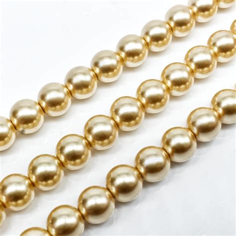 Glass Pearl Round Beads 8mm Golden Haze Craft Hobby And Jewellery Supplies Totally Beads