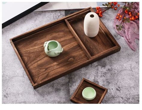 Wooden Teacoffee Tray Set Of 7 Coffeebreakfast Serving With Etsy