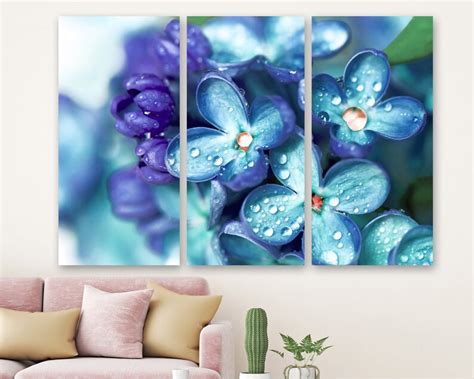 Blue Flower Wall Art Floral Canvas Print Etsy