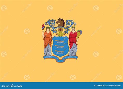 Flag of New Jersey. Official Colors. Flat Vector Illustration Stock ...