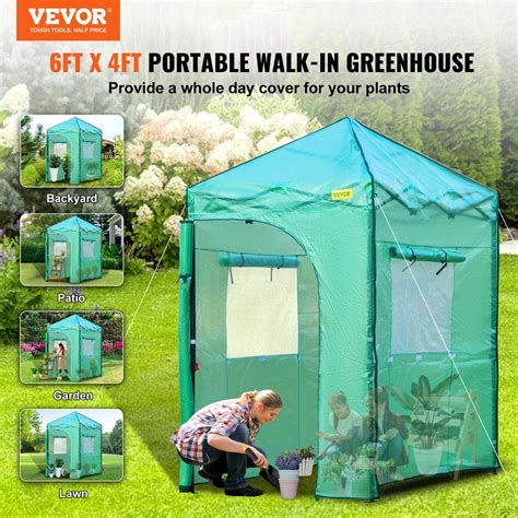 VEVOR Greenhouse Portable Walk-in Hot Green House Tent 6' x 4' x 8 ...