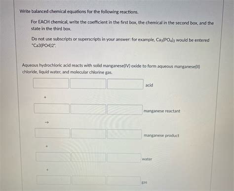 Answered Write Balanced Chemical Equations For Bartleby