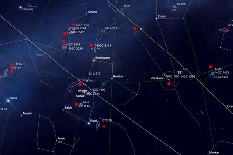 Vaonis Vespera Orion Taurus Monoceros Eridanus