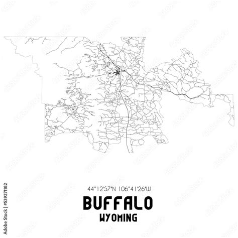 Buffalo Wyoming. US street map with black and white lines. Stock ...