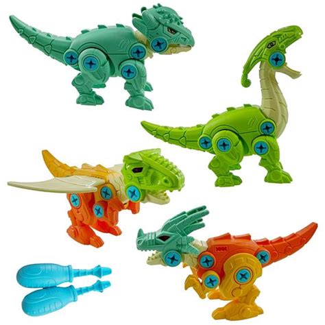 Kit Dinossauros Brinquedo Dinos De Brinquedo Parafusos E Chave De