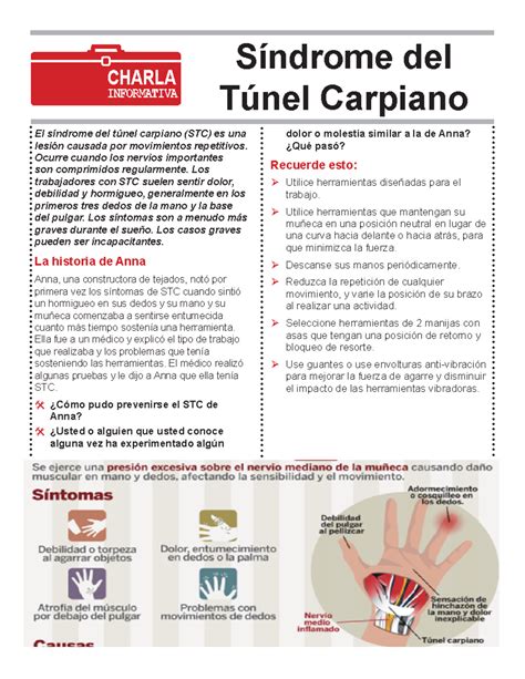 9 sndrome del tnel carpiano INFORMATIVA CHARLA El síndrome del