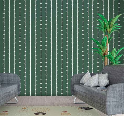 Green and white stripes striped wallpaper - TenStickers