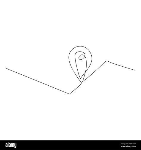 continuous single  traffic   map location pin art drawing