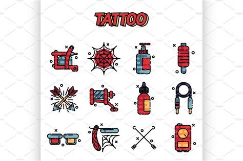 Tattoo icons set | Illustrator Graphics ~ Creative Market