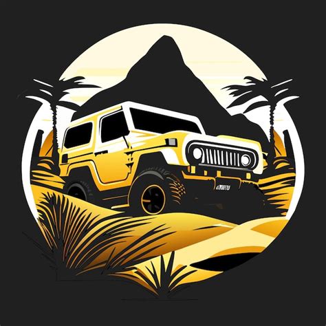 Offroad Jeep Handgezeichnetes Cartoon Aufkleber Symbol Konzept