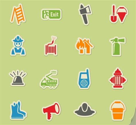 Premium Vector Fire Brigade Icon Set