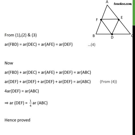 Question D E And F Are The Mid Points Of Sides Bc Ca