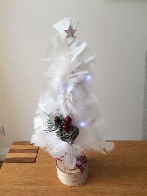 White Feather Christmas Tree With Lights Weihnachtsbaum Baum