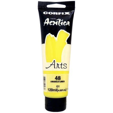 Tinta Acrílica Arts Corfix 120ml Cor Amarelo Limão 48 G1