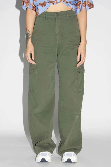 Kaotiko Army Wide Leg Cargo Trousers Women Womens Clothing Pants