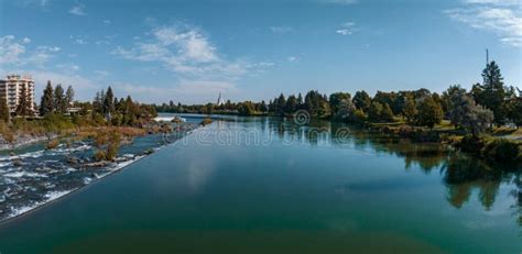 Aerial View of the Water Fall that the City of Idaho Falls, ID USA is ...