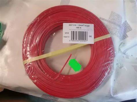 FIL ÉLECTRIQUE RIGIDE conducteur H07V U 1 5 mm² rouge en couronne de