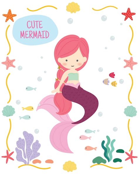 Premium Vector Cute Mermaid Vector