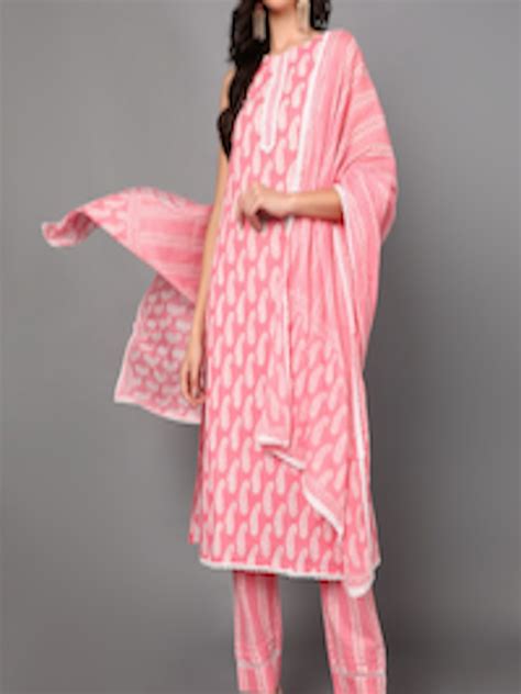 Buy Ahika Women Pink Ethnic Motifs Printed Pure Cotton Kurta With