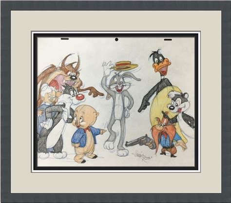 Virgil Ross Original Signed Model Sheet Drawing Looney Tunes Gang