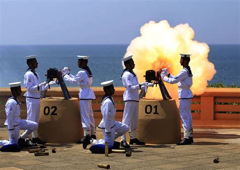 Sri Lankas Navy Fires A Gun Salute As A Part Of Main Celebrations For