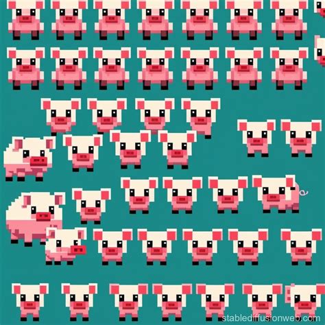 Pig Sprites For Pixel 8bit Game Prompts Stable Diffusion Online