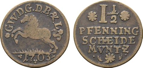 Braunschweig Lüneburg Celle Cu 1 1 2 Pfennig 1703 Celle Georg Wilhelm