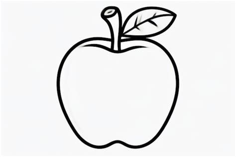 Premium Photo Simple Black Outline Of An Apple On A White Background