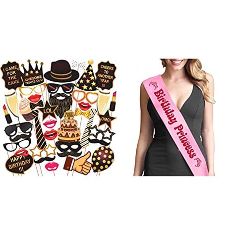 Wobbox Birthday Party Photo Booth Props Kit Of 40 Pieces Includes