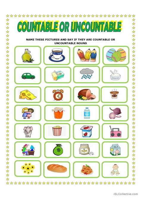 Countable And Uncountable Nouns English Esl Worksheets P