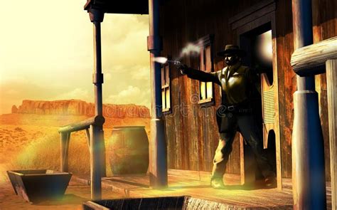 Saloon Gunfight Stock Illustration Illustration Of Cheater 24993153