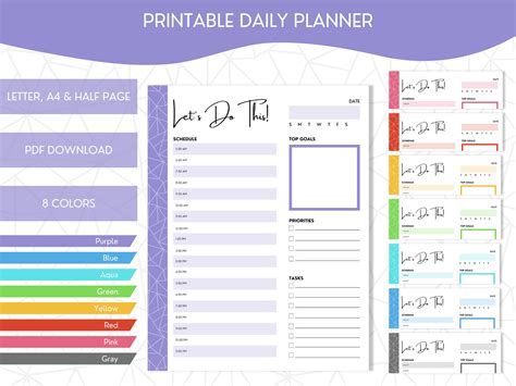 Day Planner Printable Daily Planner Print at Home Letter - Etsy