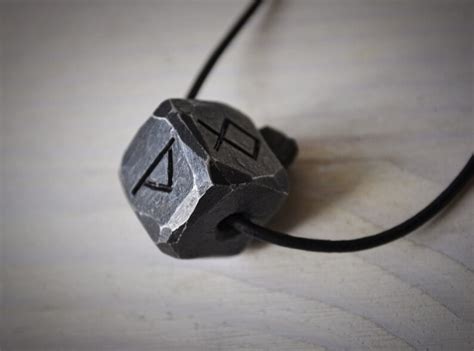 Viking Rune Pendanthand Forged Iron Necklacerune Nordic Etsy