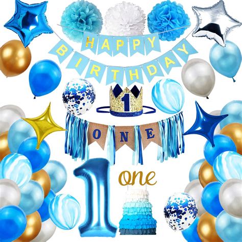 Buy 1st Birthday Boy Decorations Royal Blue Kit First Happy Birthday