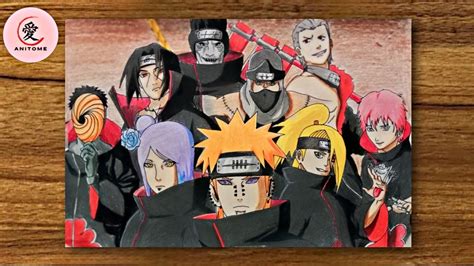 Akatsuki Members Drawing 😈 Pencil Colour Drawing Anime Drawing Naruto