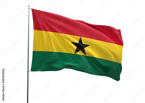 Ghana Waving Flag, 3d Flag illustration, Ghana National Flag with white isolated background ...