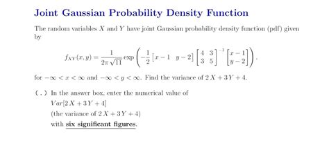 Solved Joint Gaussian Probability Density Function The Chegg