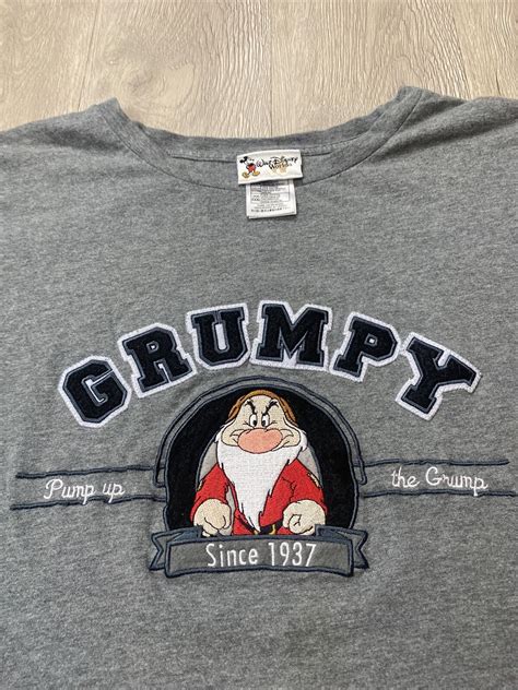 Vtg Disneyland Grumpy Pump Up The Grump Embroidered Shirt Xl Gray Ebay