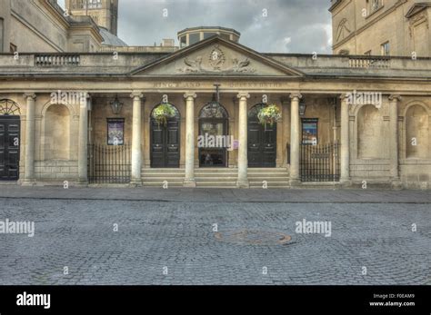 City Of Bath England Entrance To The Roman Baths And Pump Room Stock