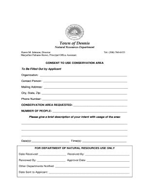 Fillable Online Town Dennis Ma Consent To Use Conservation Area Form