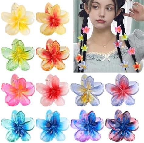 Amazon 7 Pcs Hawaiian Claw Clips For Thick Hair Flower Hair Clips