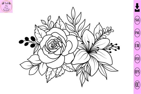 Flowers Svg Bouquet Flower Svg Floral Graphic By Tadashop Design