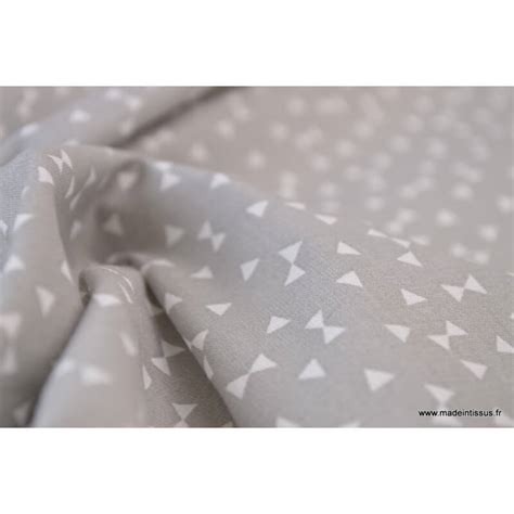 Tissu Coton Oeko Tex Imprim Petits Triangles Jaune Gris Et Blanc