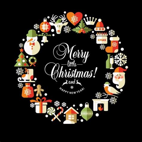 Kerst Illustratie Vector Set Van Pictogrammen Gratis Vector