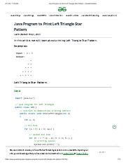 Print Left Triangle Star Pattern In Java Step By Step Guide Course Hero