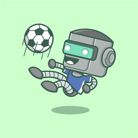 Robot De Dessin Anim Mignon Jouant Au Football Vecteur Premium