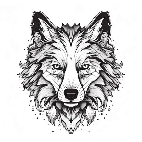 Premium Ai Image A Black And White Drawing Of A Wolfs Head With A