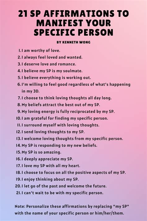 Sp Affirmations To Manifest Your Specific Person In