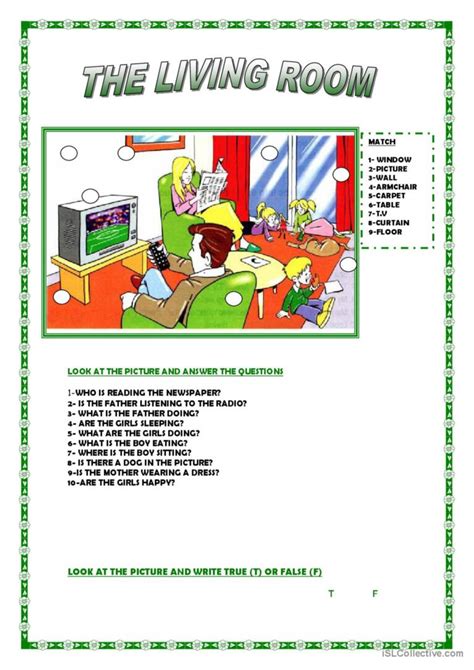 The Living Room English Esl Worksheets Pdf And Doc