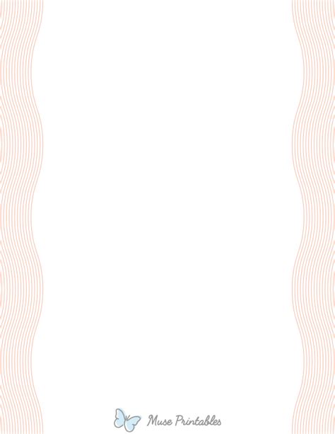 Printable Peach Wavy Line Page Border